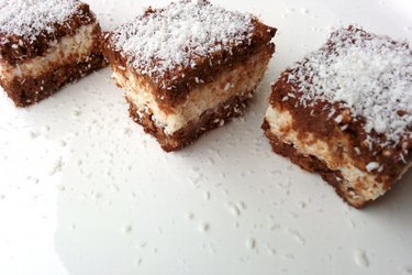 Cocoa Squares with Quark and Coconut Filling