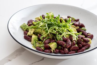 Warm bean and avocado salad (made from 3 ingredients)