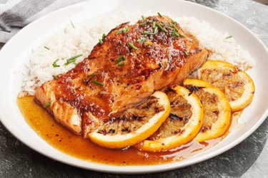 Salmon in orange sauce