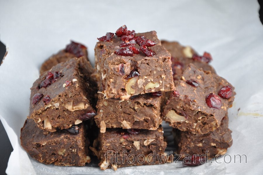 Flourless Black Bean Brownies with Cranberries, Coconut, and Nuts