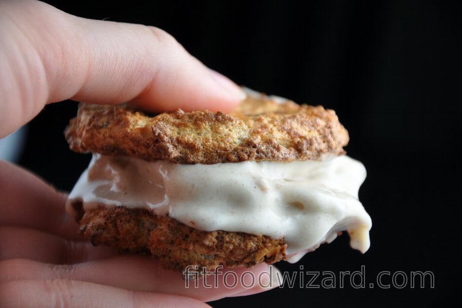 Almond-Coconut Cookies Filled with Banana Ice Cream (Gluten-free)