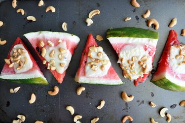 Baked Watermelon with Mozzarella and Nuts