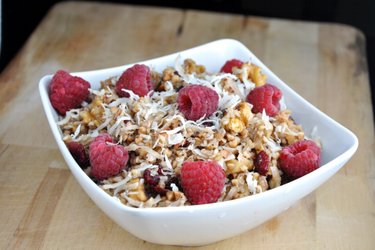Buckwheat salad with coconut, cranberries and walnuts