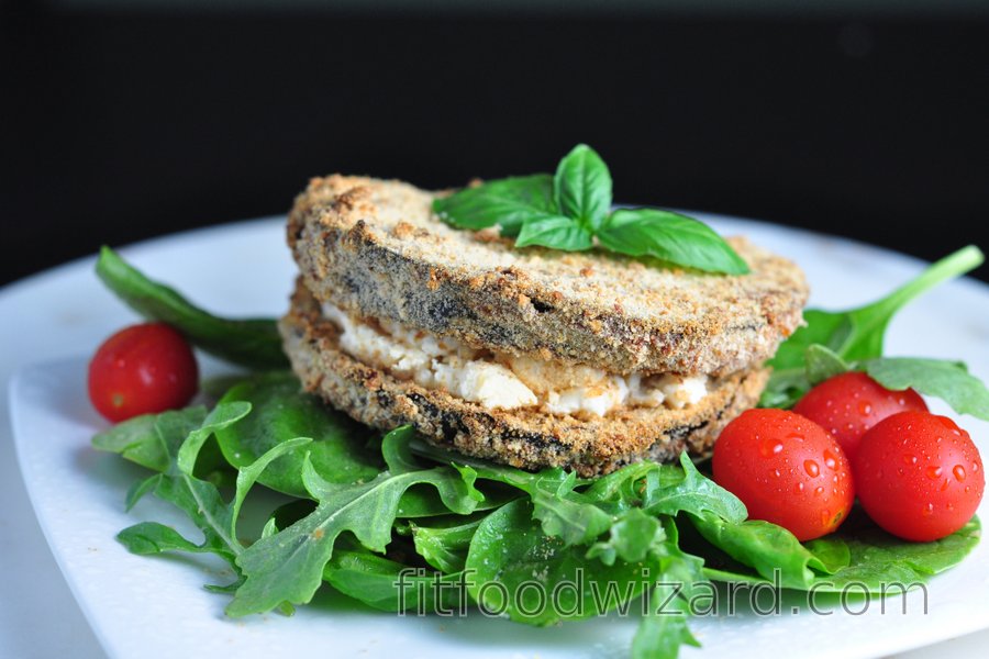 Eggplant Sandwich in Oatmeal Dough Stuffed with Goat Cheese | fitfoodwizard.com