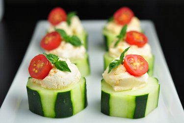 Cucumber Canapés with Pech-Honey Goat Cheese