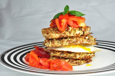Zucchini-Buckwheat Towers with Egg and Tomatoes