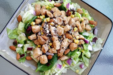 Healthy Chicken Salad with Red Onion and Almonds