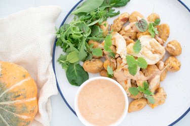 Pumpkin Gnocchi with Chicken and Cheesy Sauce