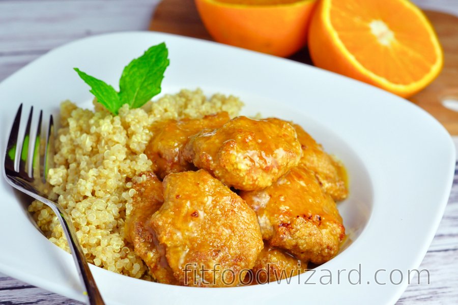 Chicken breasts in orange sauce with quinoa