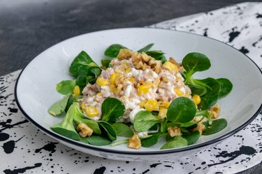 Tuna Salad with Cottage Cheese, Corn and Walnuts