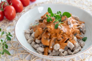 Fit mushroom paprikash with buckwheat gnocchi