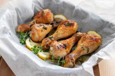 Roasted chicken thighs in lemon marinade