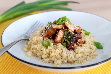 Salmon in Teriyaki sauce with bulgur