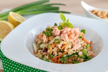 Warm Asian salmon salad