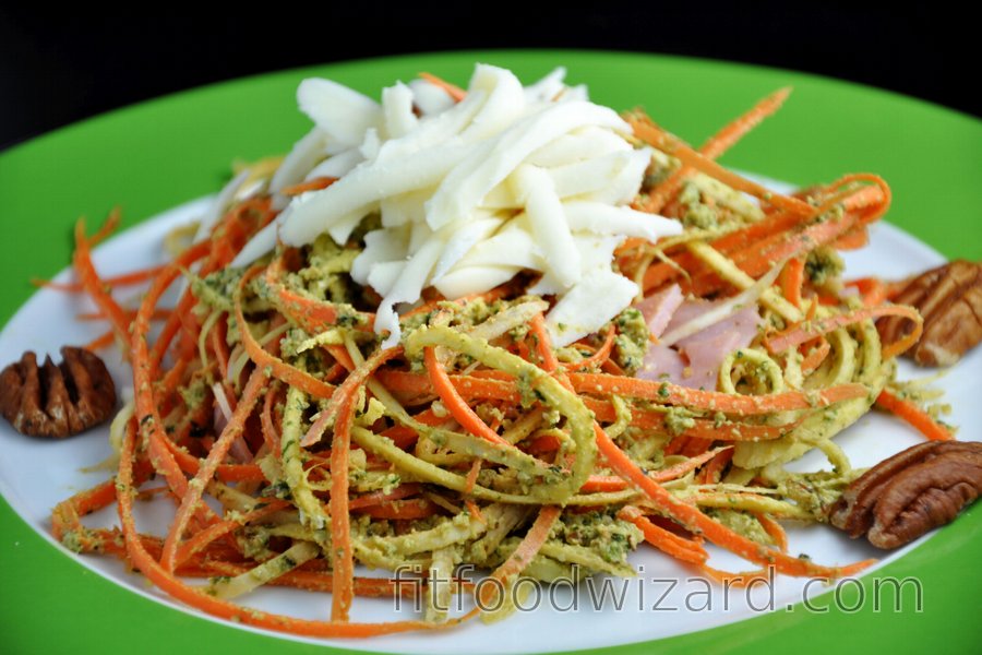 Carrot-Parsley "Noodles" with Basil Pesto