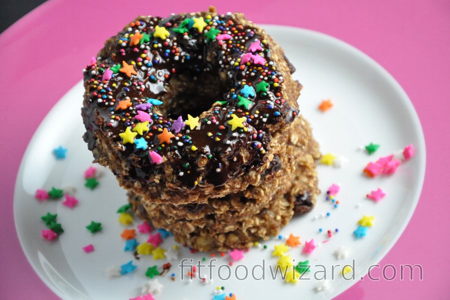 Healthy Oat Donuts with Chocolate Icing